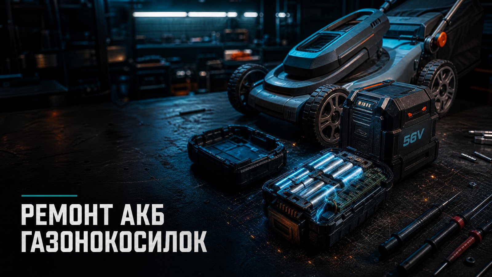 Ремонт аккумуляторов газонокосилок